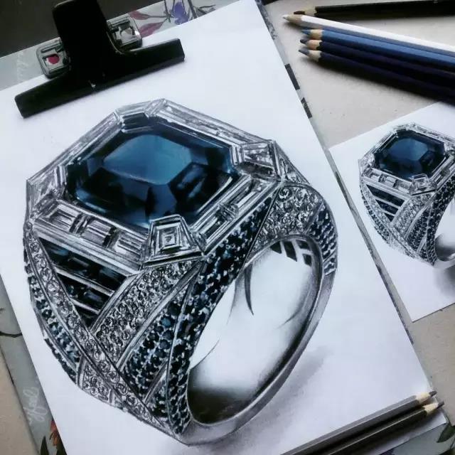 Hand drawn，jewelry，Ring，Diamonds，