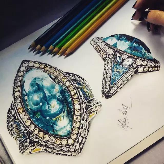 Hand drawn，jewelry，Ring，Diamonds，