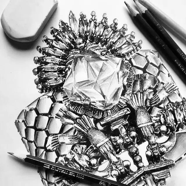 Hand drawn，jewelry，Ring，Diamonds，