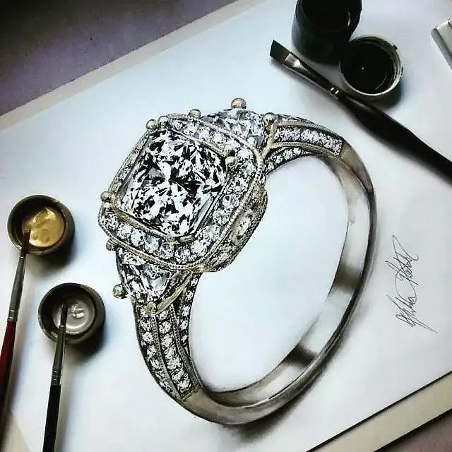 Hand drawn，jewelry，Ring，Diamonds，