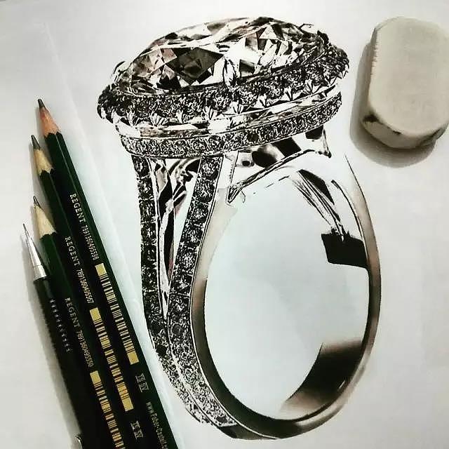 Hand drawn，jewelry，Ring，Diamonds，