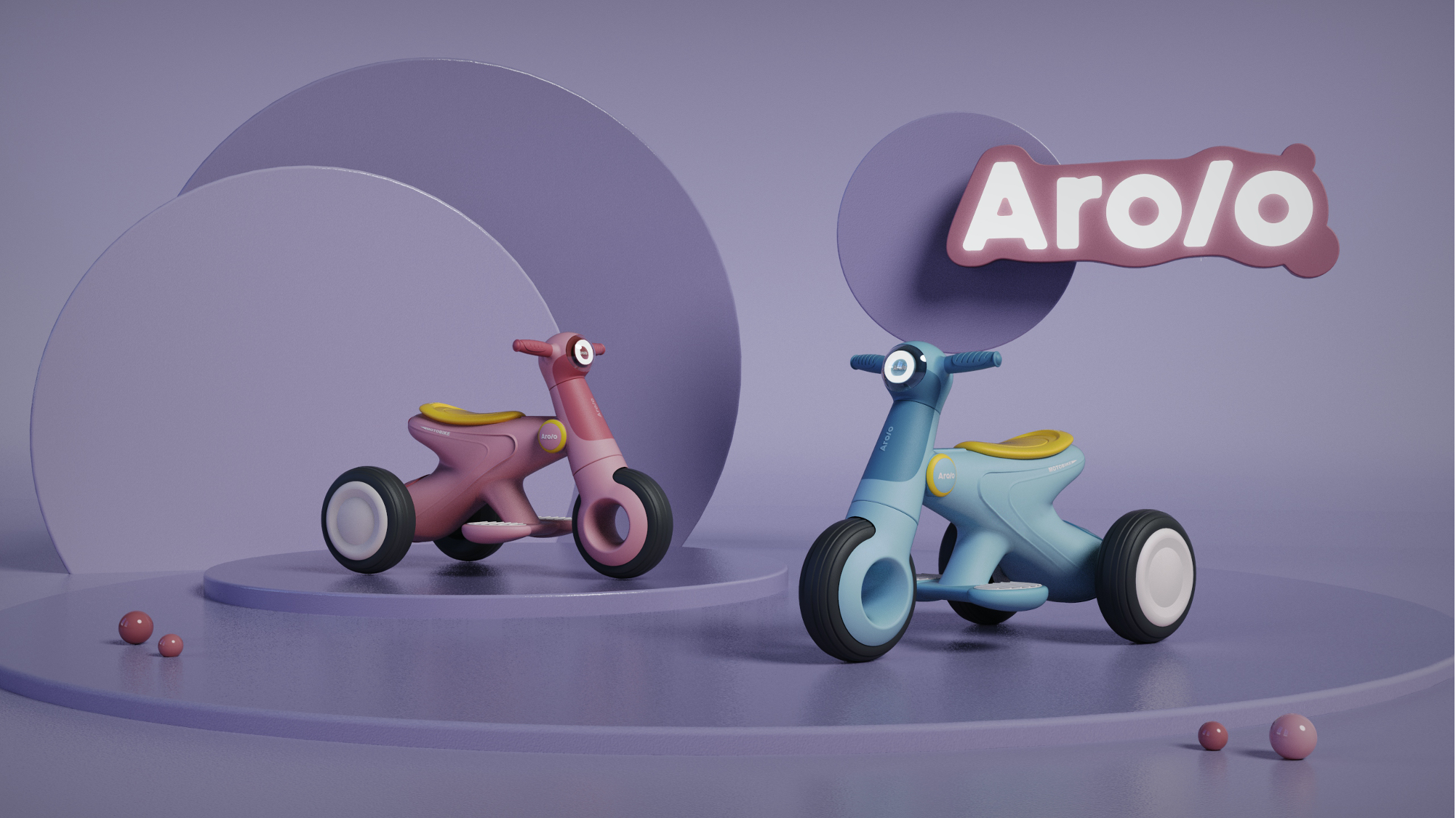 One tree industrial design，children，Electric motorcycle，Mother baby toys，COLOUR，