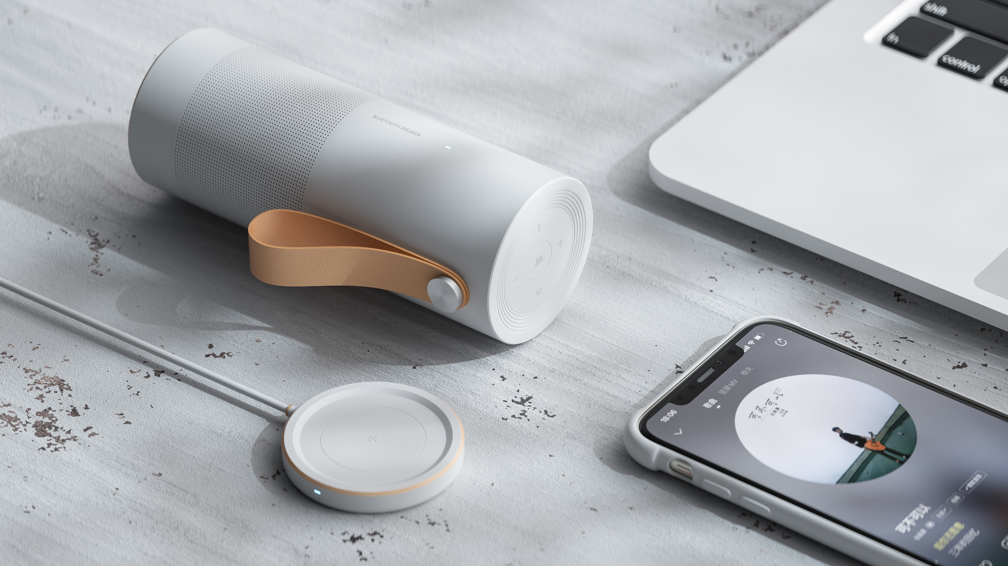 Bluetooth Speaker ，Simplicity，white，Render，