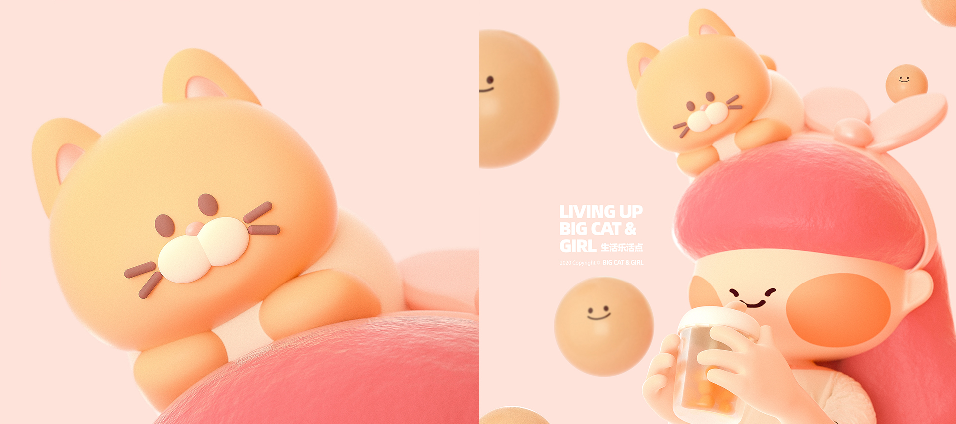 kitten，Cartoon design，lovely，Big cat girl，Children design，