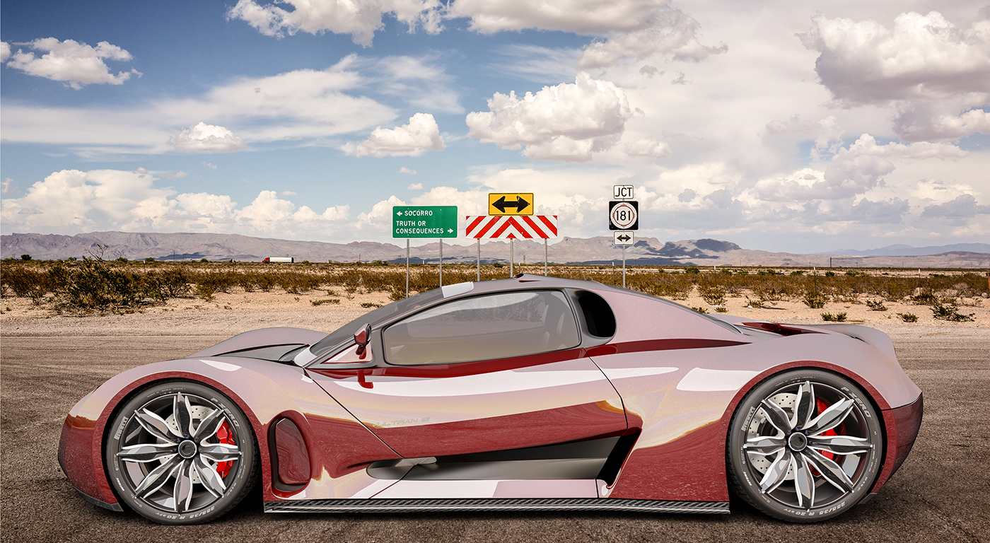 Sports car，Render，high-precision，