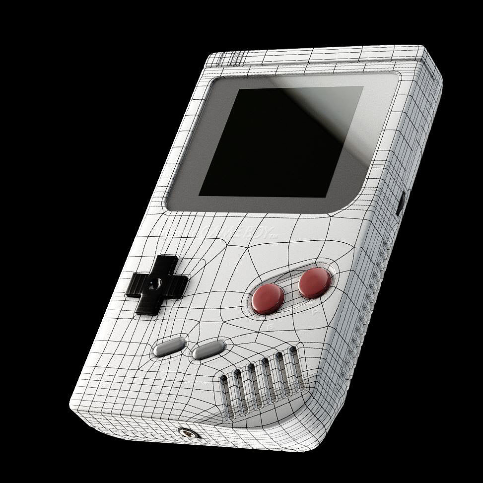 GameBoy，3D game console，black，modeling，