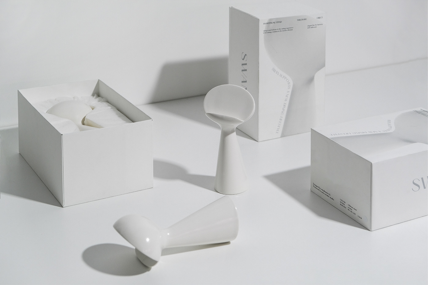 Mobile phone bracket，swan，Spoon，white，