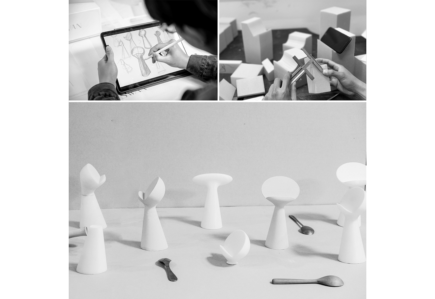 Mobile phone bracket，swan，Spoon，white，