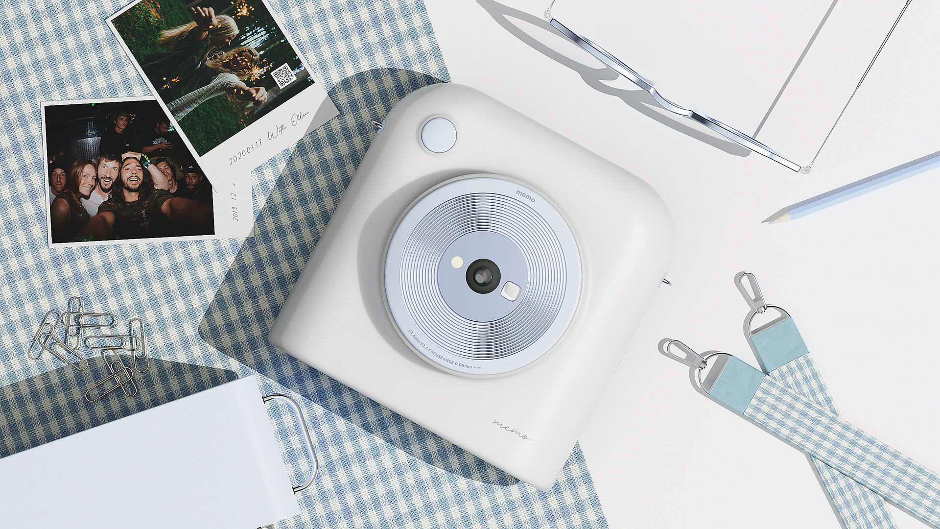 Instant film camera，Memo，Jaehong Park，white，camera，Portable，
