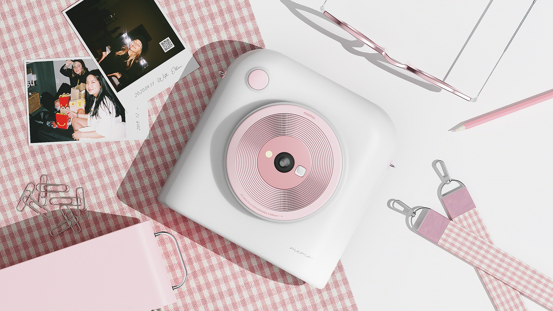 Instant film camera，Memo，Jaehong Park，white，camera，Portable，