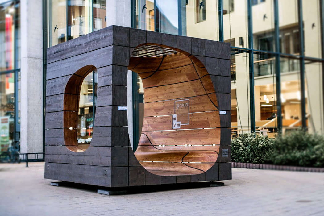 Hello Wood，bench，communal facilities，Solar charging socket，WiFi hotspot，