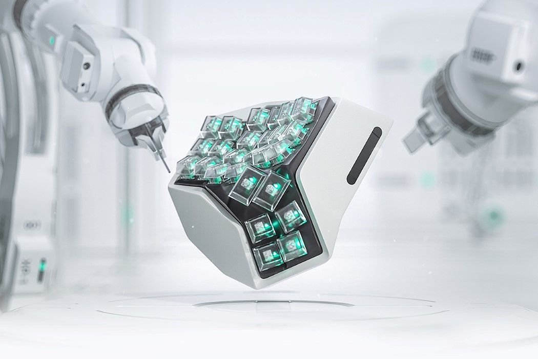 AM HATSU，Split keyboard，Machine metal body，white，Angry Miao，