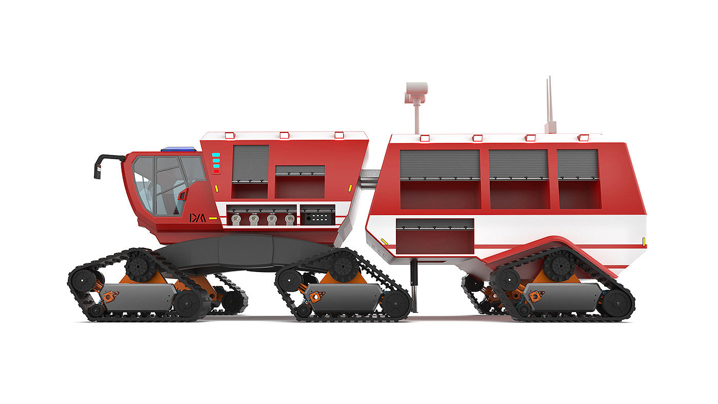 fire engine，industrial design，Large equipment，forest，Modular design，