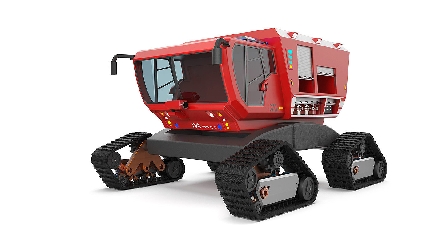 fire engine，industrial design，Large equipment，forest，Modular design，