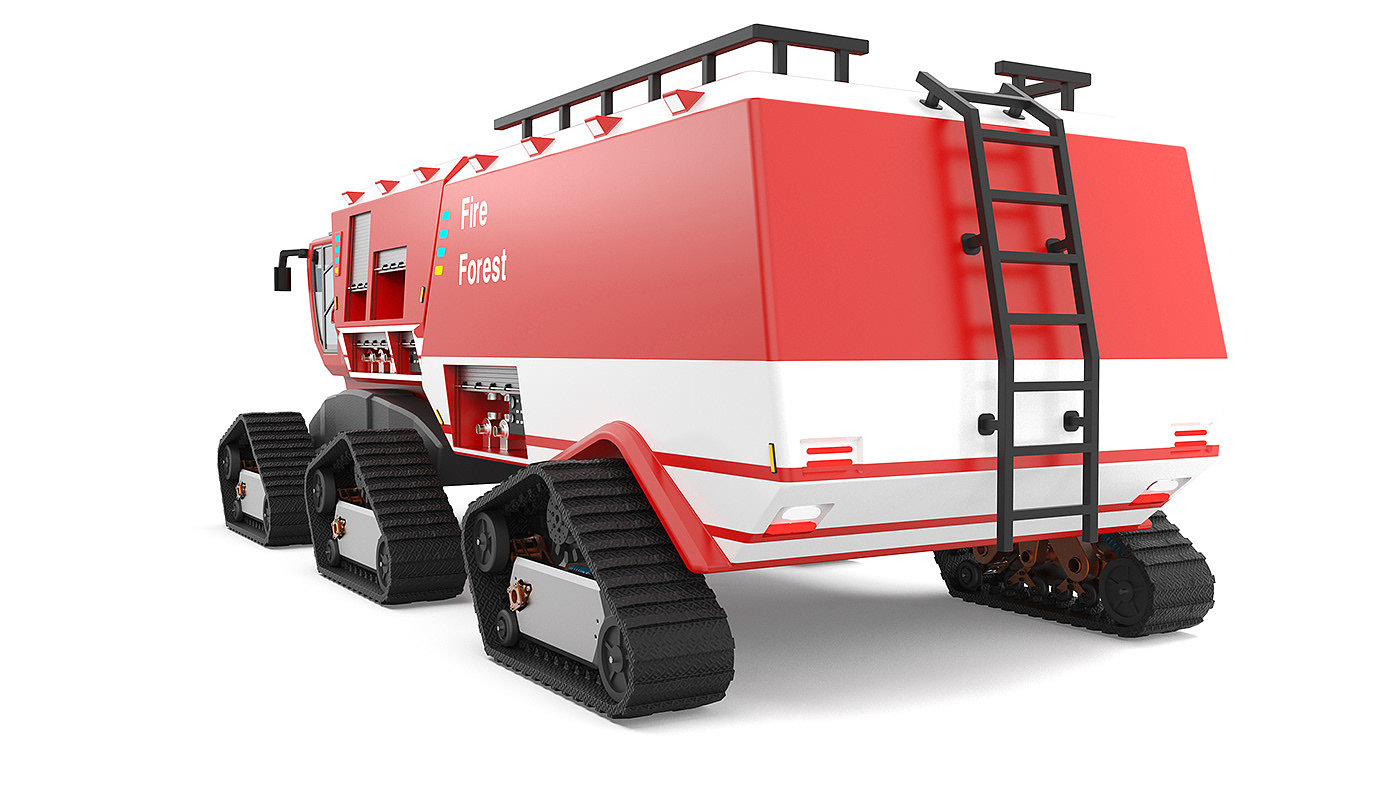 fire engine，industrial design，Large equipment，forest，Modular design，