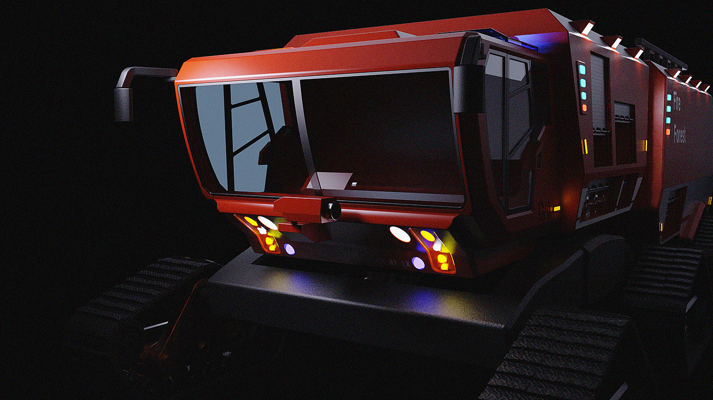 fire engine，industrial design，Large equipment，forest，Modular design，