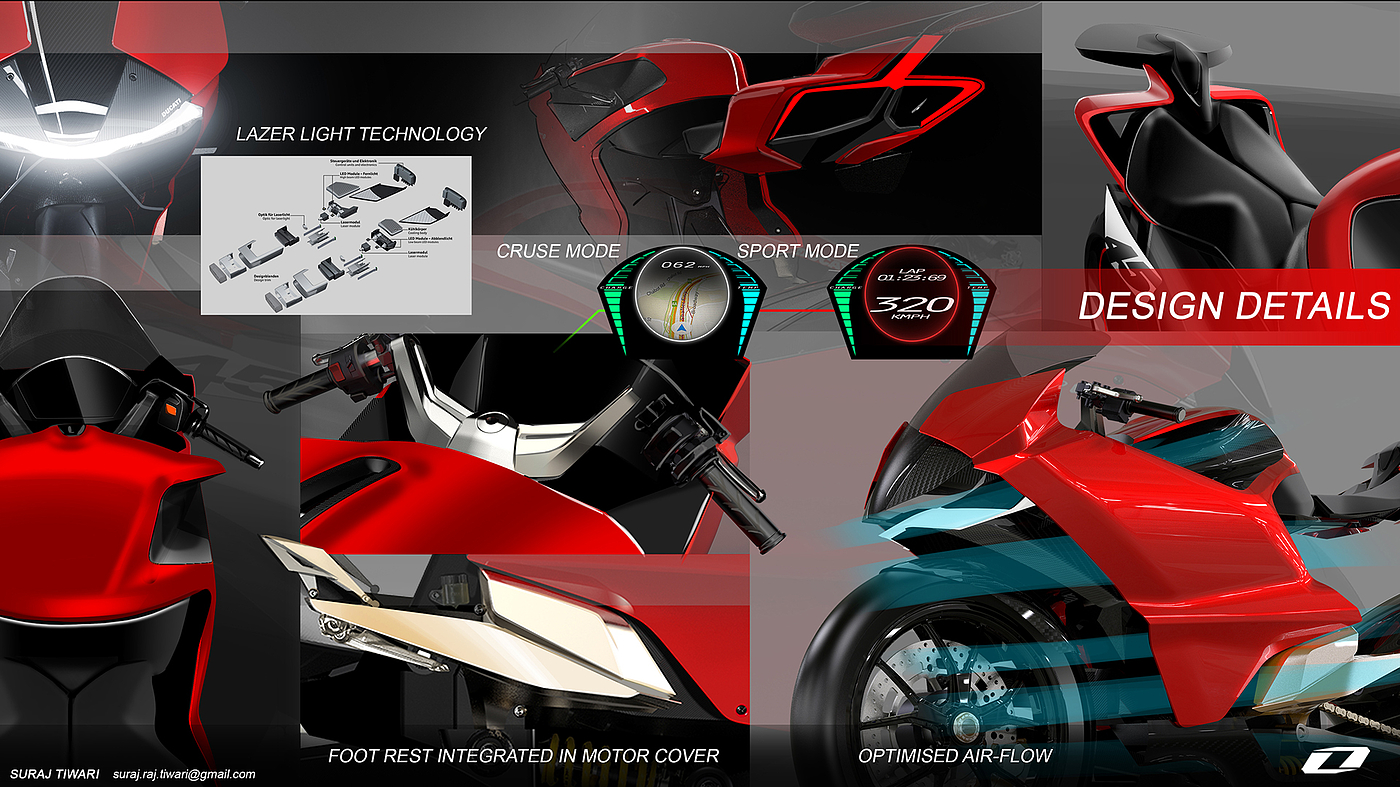 motorcycle，Electric，aerodynamics，cooling，ducats，