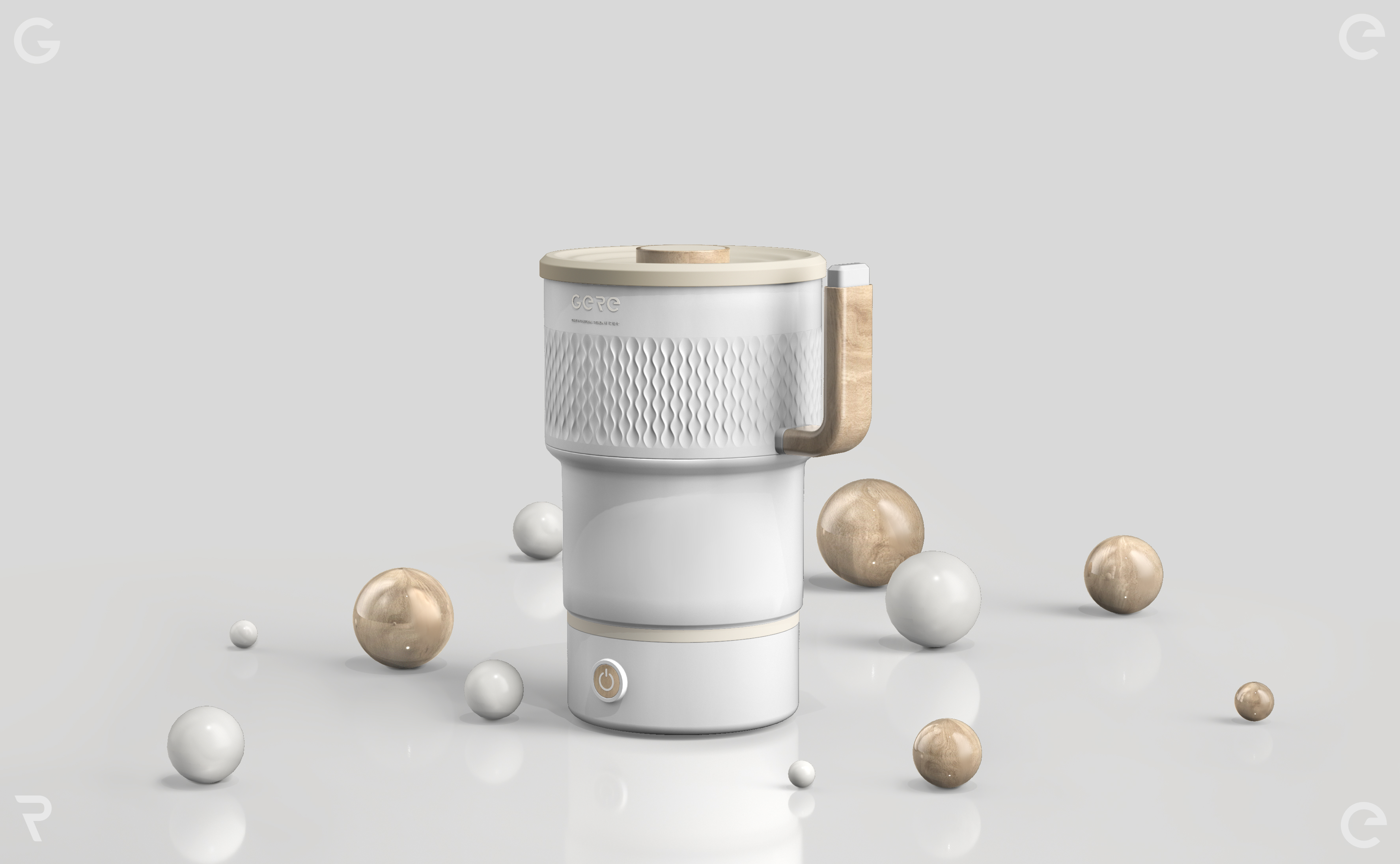 ，Folding kettle，Silica gel folding，Grey design，