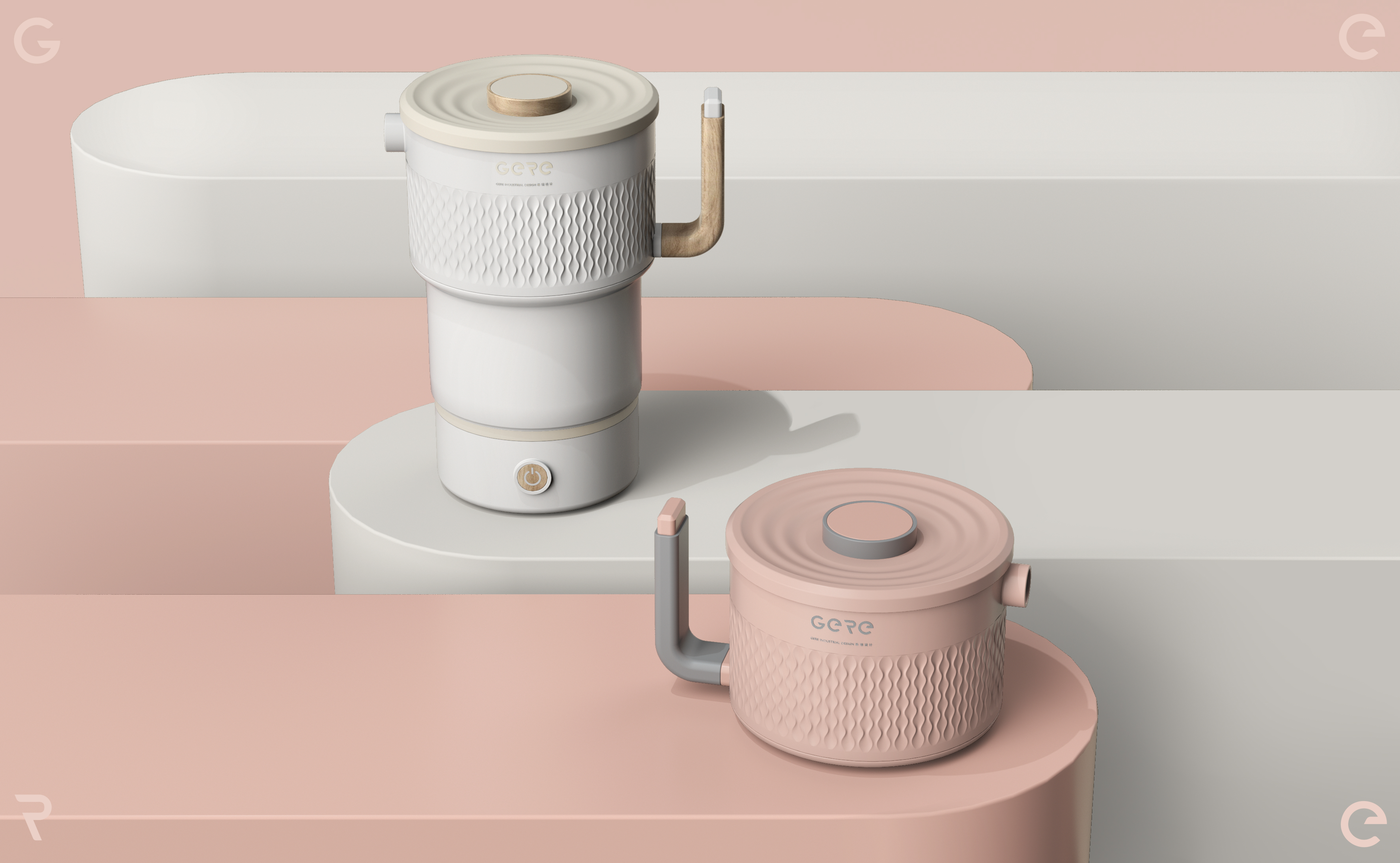 ，Folding kettle，Silica gel folding，Grey design，