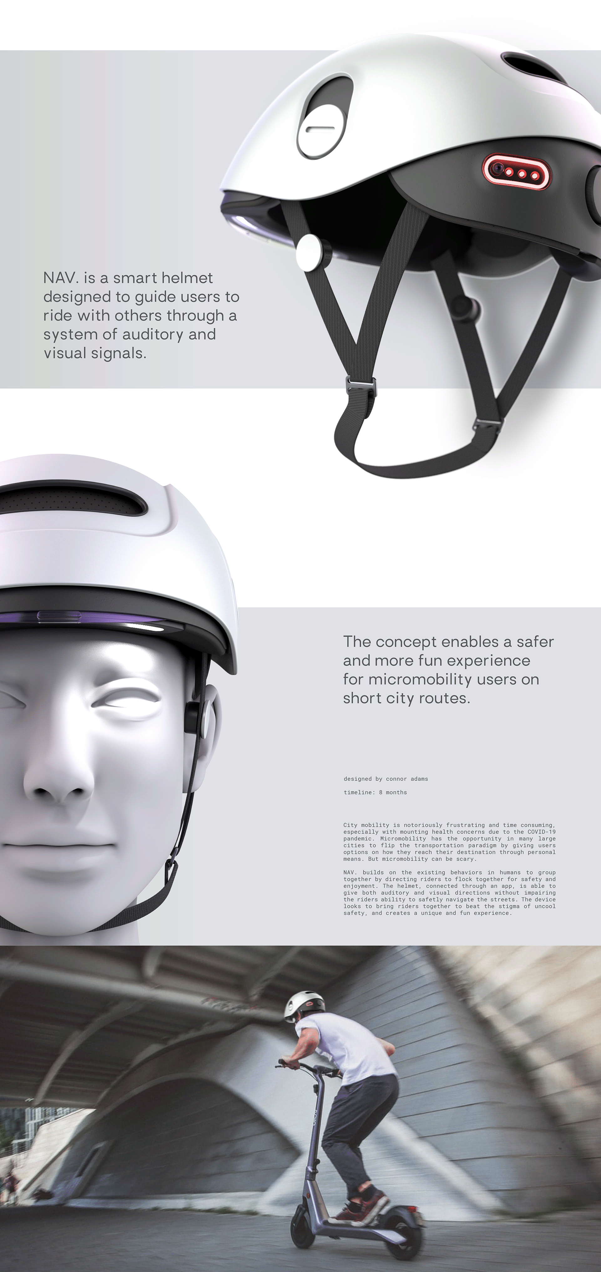 Connor Adams，Smart helmet，white，Safety helmet，intelligence，
