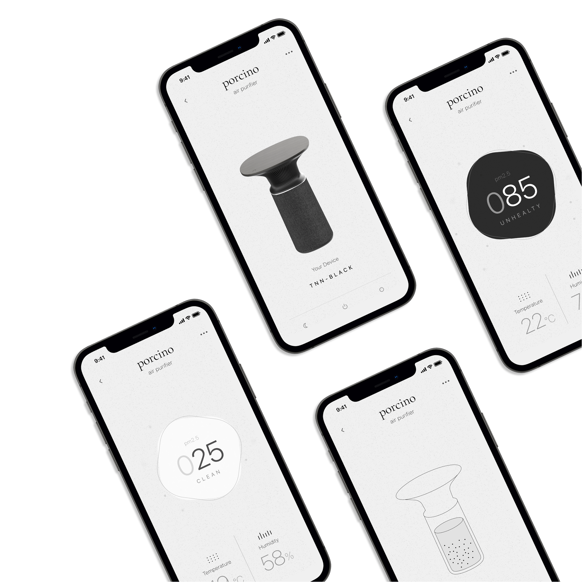 Porcino，air cleaner，white，Mushroom，Weichih Chen，