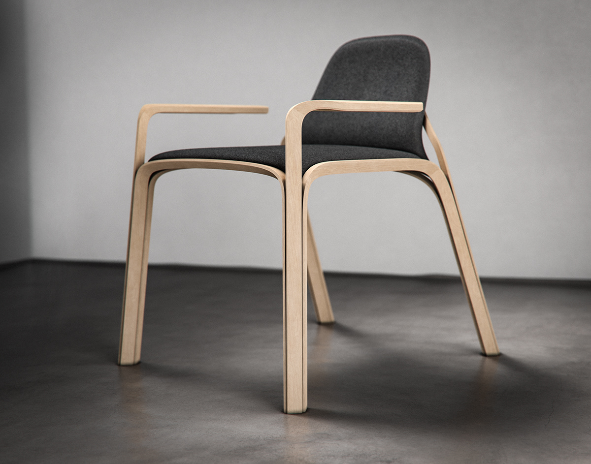 chair，wooden ，Scandinavian style，cgi，