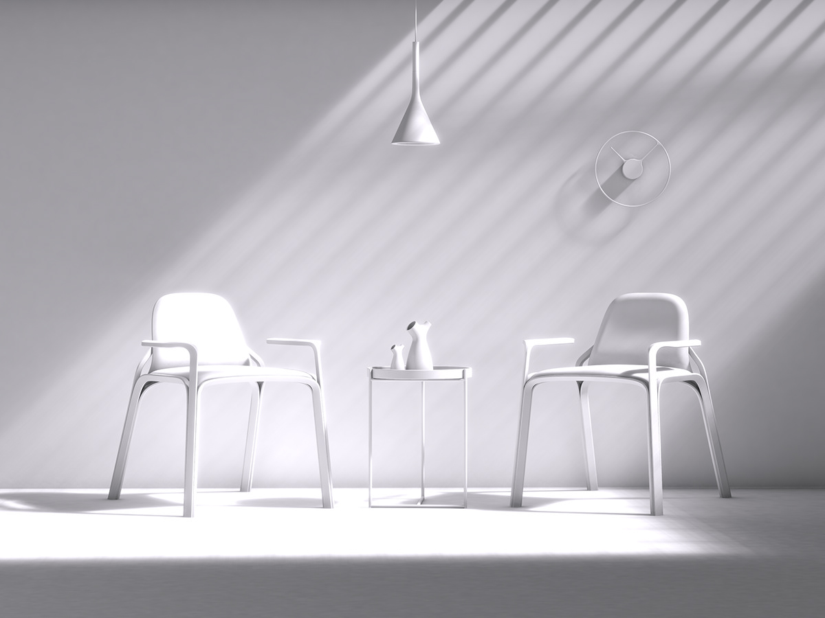 chair，wooden ，Scandinavian style，cgi，