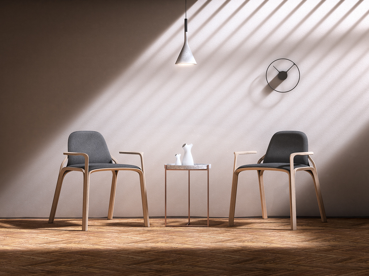 chair，wooden ，Scandinavian style，cgi，