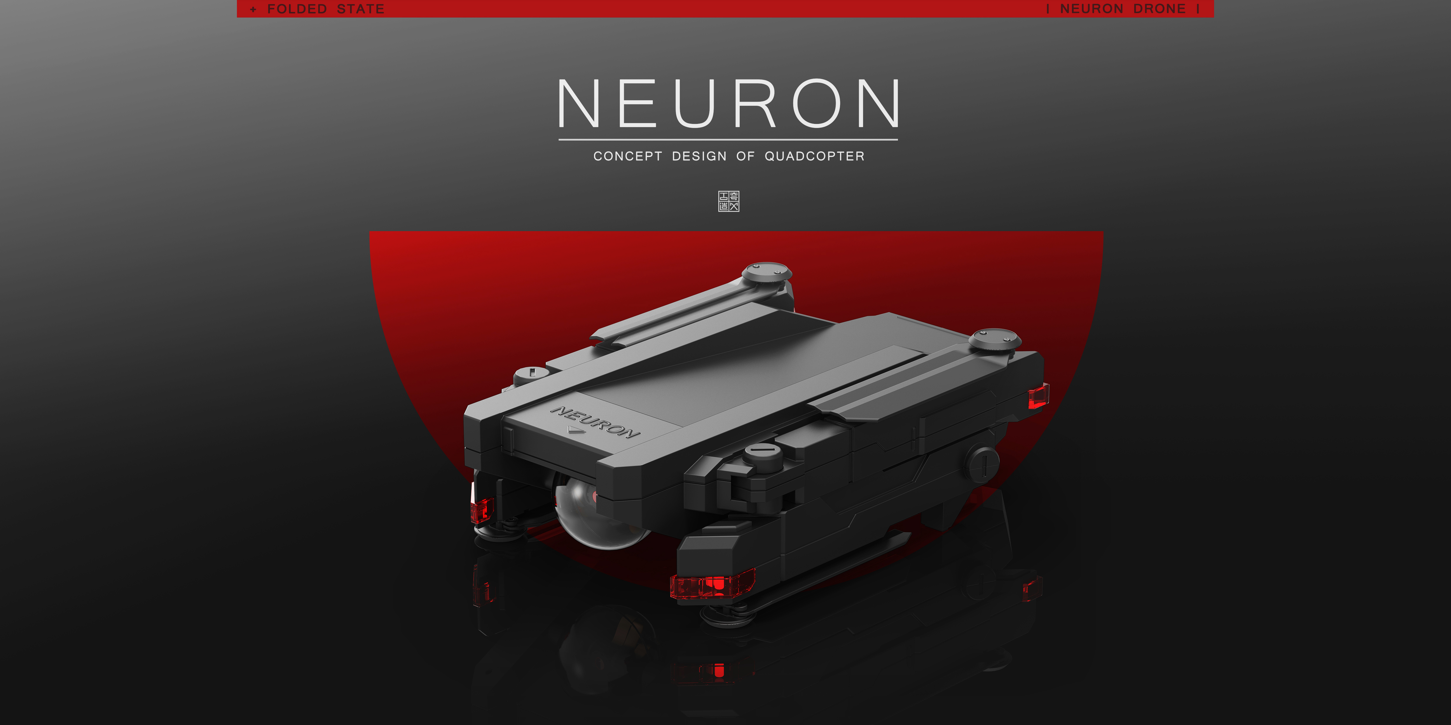 fold，Four axis，Aerocraft，UAV，all black，camera，