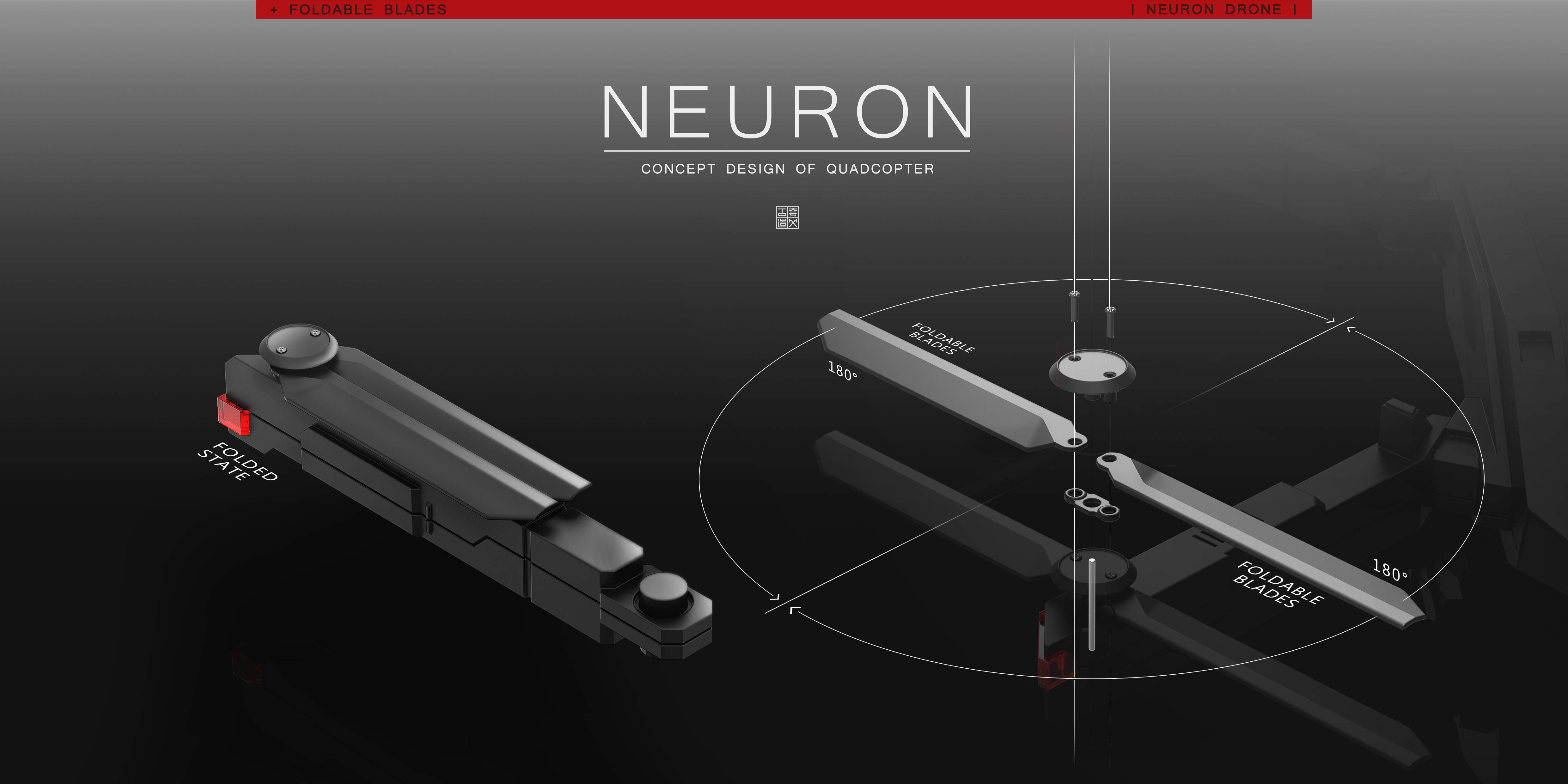 fold，Four axis，Aerocraft，UAV，all black，camera，