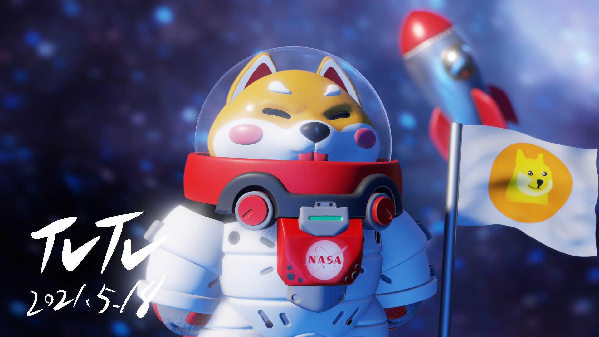 ipad，Blind box，Shiba Inu，nomad，modeling，Mars，Render，