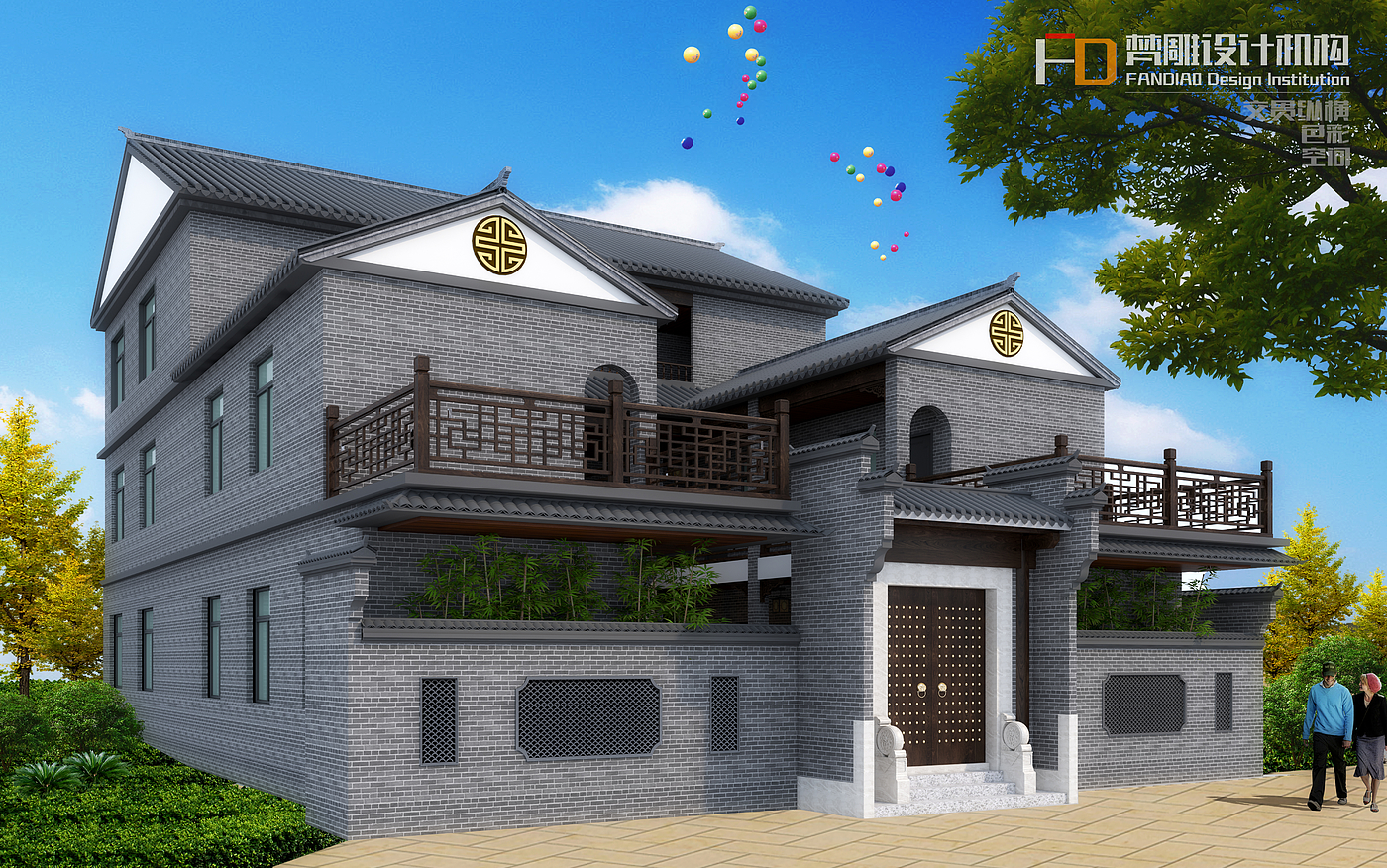 Green brick, marble, log, Chinese style，