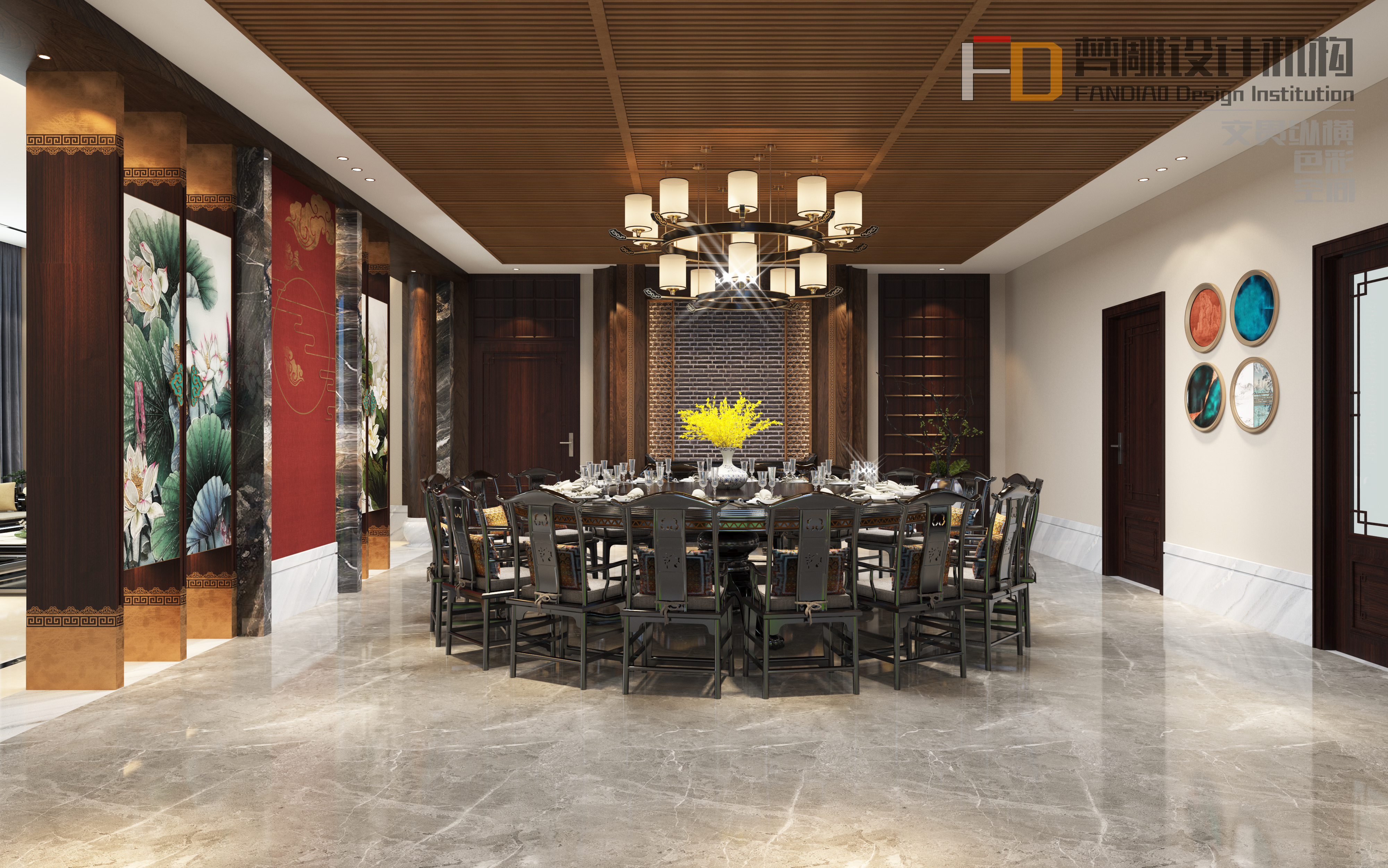 Green brick, marble, log, Chinese style，