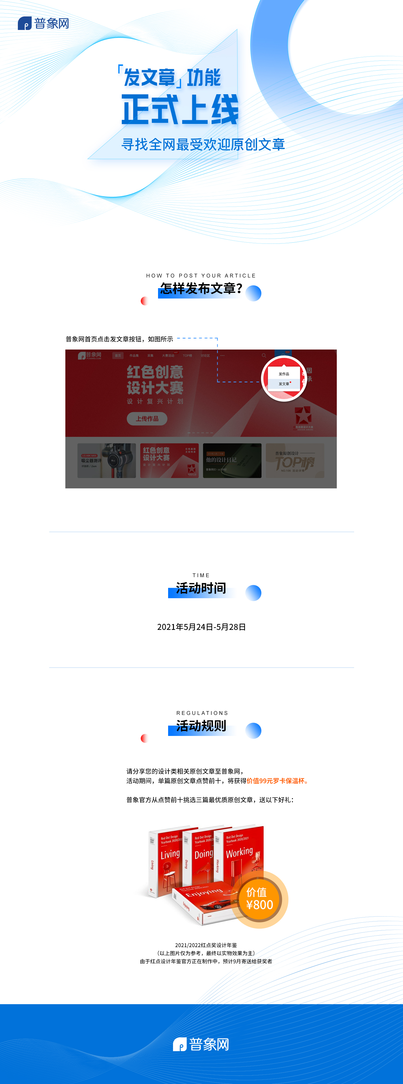 New features online，Publish articles，Website activities，