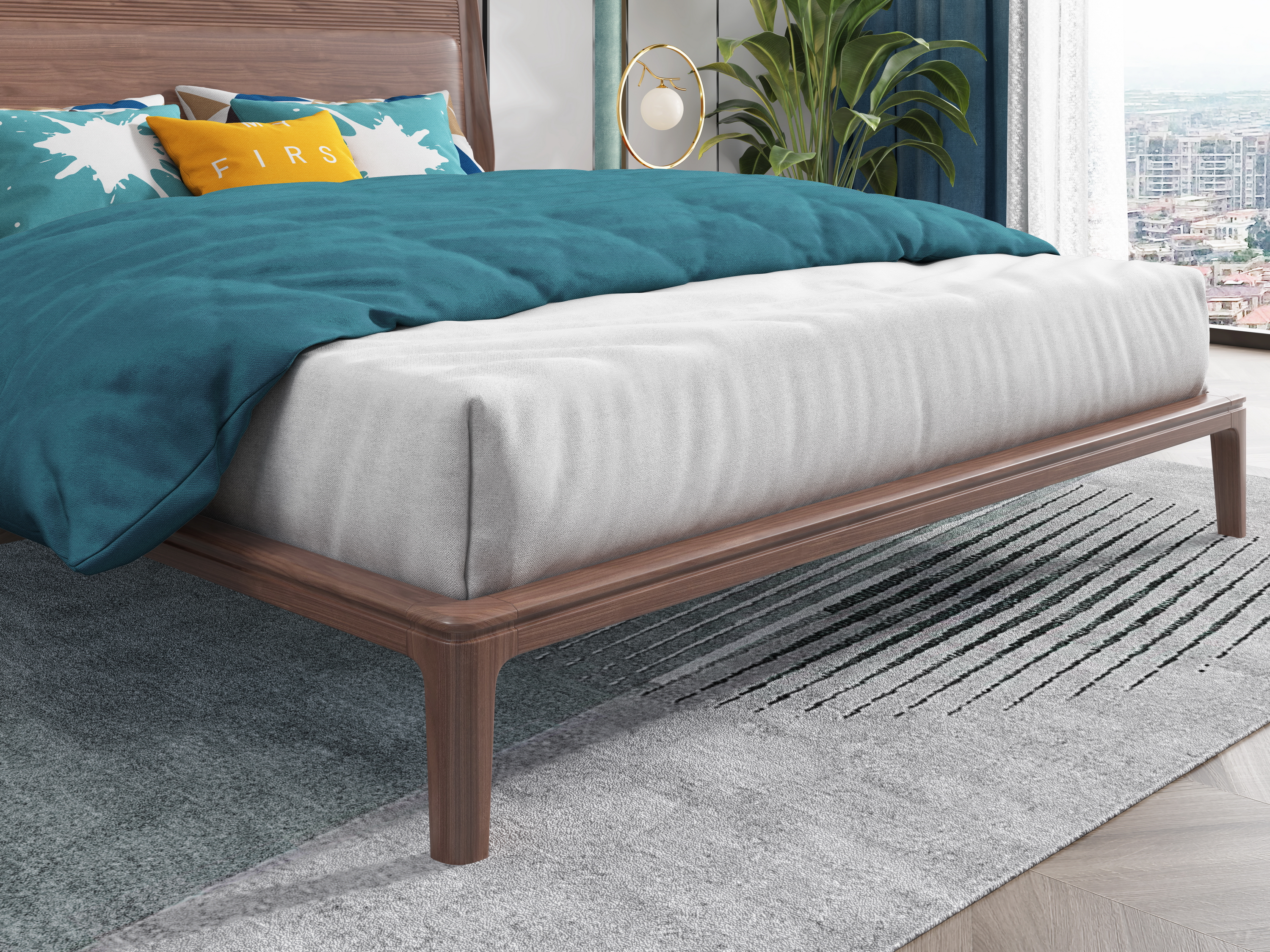 Chinese bed，Solid wood bed，bedside cupboard，Furniture modeling，Furniture rendering，furniture design ，Antique Valley fragrance，Product modeling，