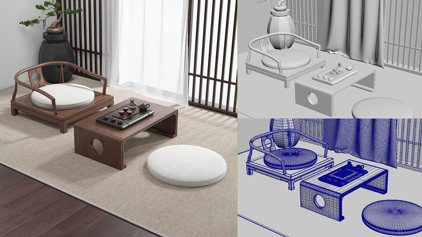 Chinese tea table，Chinese tea table，Chinese desk，Chinese furniture，Furniture modeling，Furniture rendering，Furniture animation，product design，