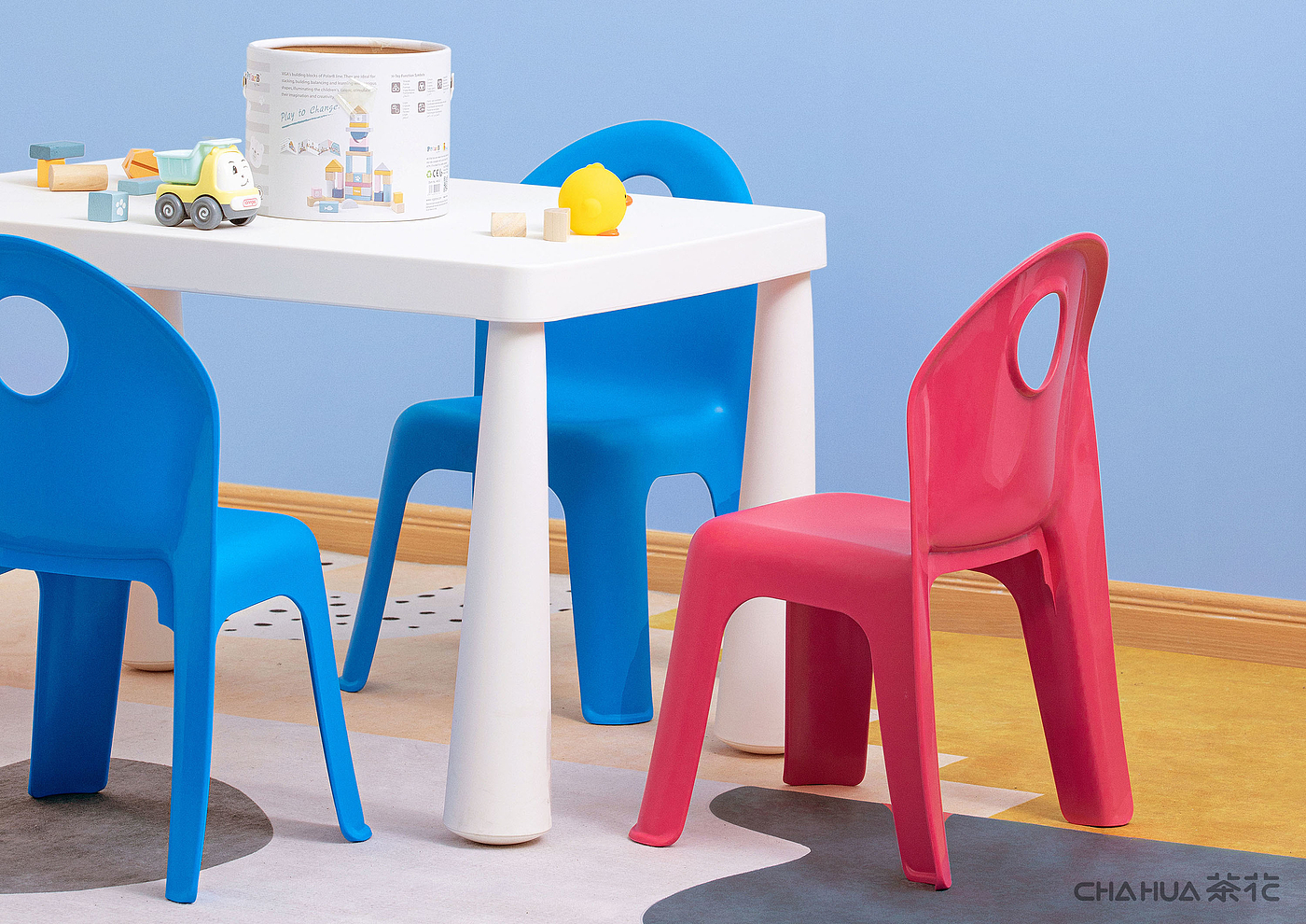 Camellia，Home Furnishing，Armchair，children，Plastic seat，circular，handle，