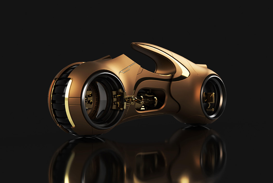 luxury gold color，Motorcycle，concept，fluent，fashion，science and technology，