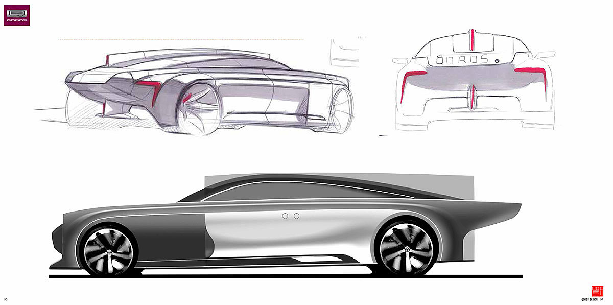 QOROS，素描，效果图，跑车，