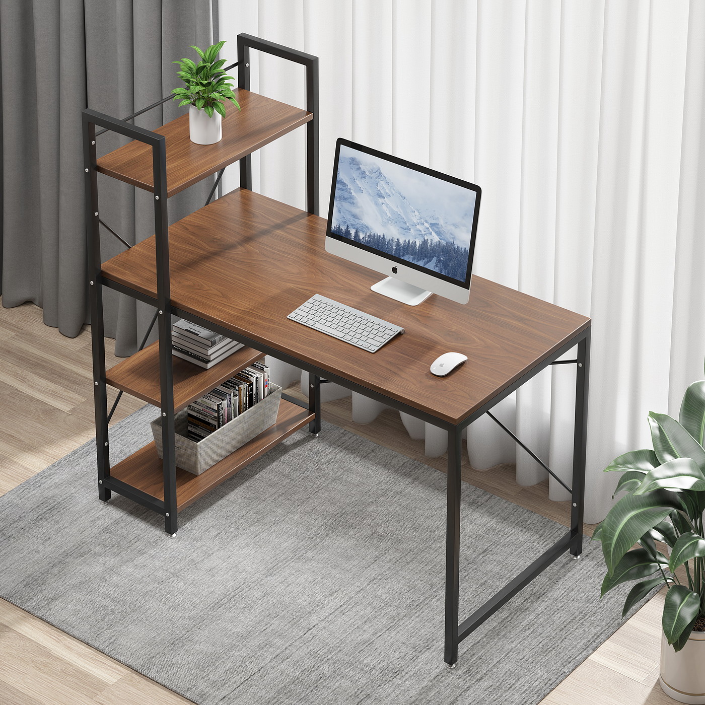 Bookshelf modeling and rendering tutorial，bookshelf，Bookcase，desk，The computer table，desk，Furniture modeling and rendering tutorial，furniture design ，