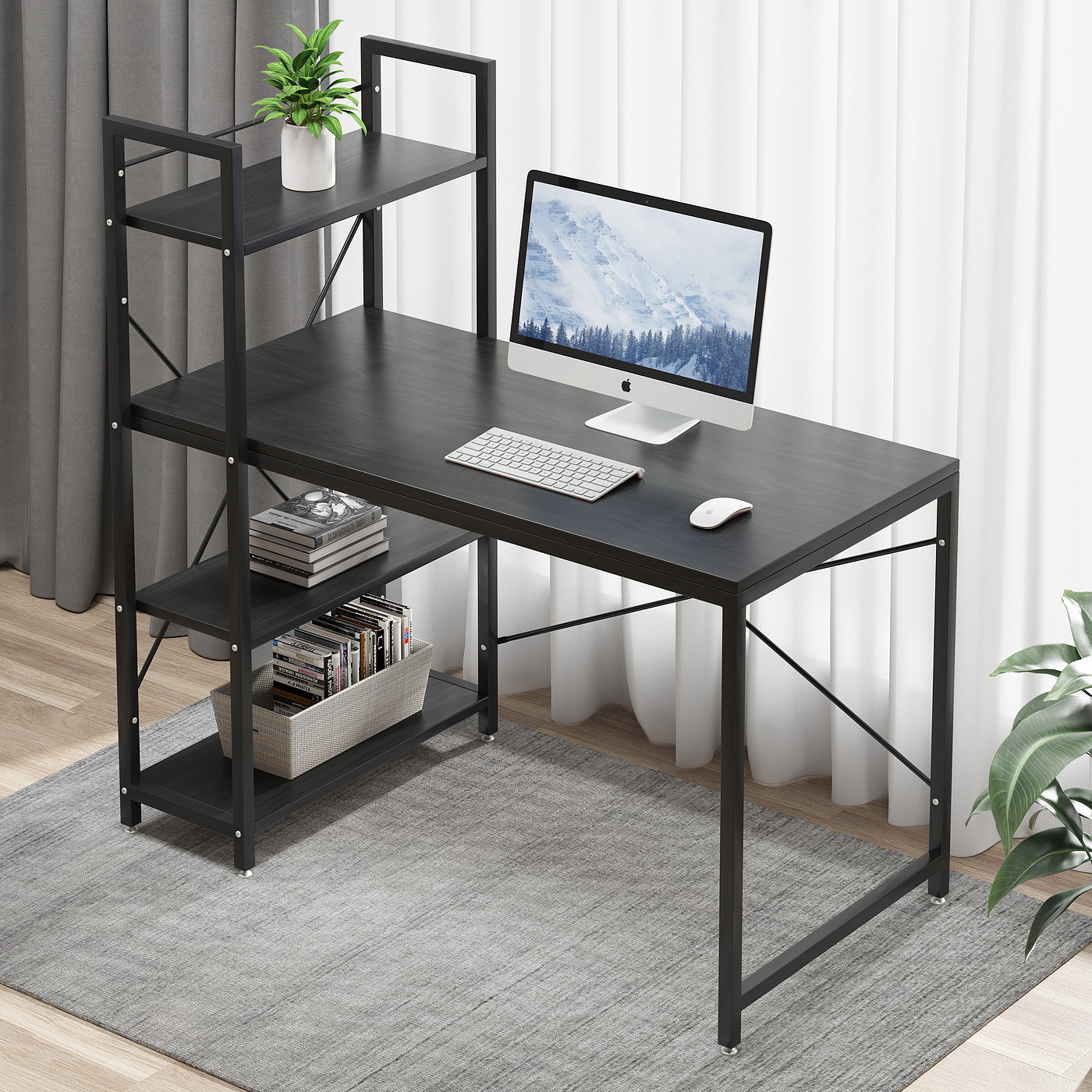 Bookshelf modeling and rendering tutorial，bookshelf，Bookcase，desk，The computer table，desk，Furniture modeling and rendering tutorial，furniture design ，