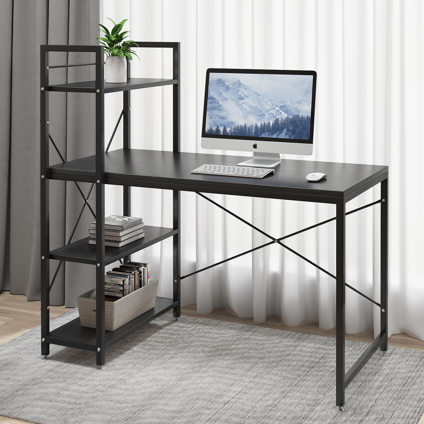 Bookshelf modeling and rendering tutorial，bookshelf，Bookcase，desk，The computer table，desk，Furniture modeling and rendering tutorial，furniture design ，