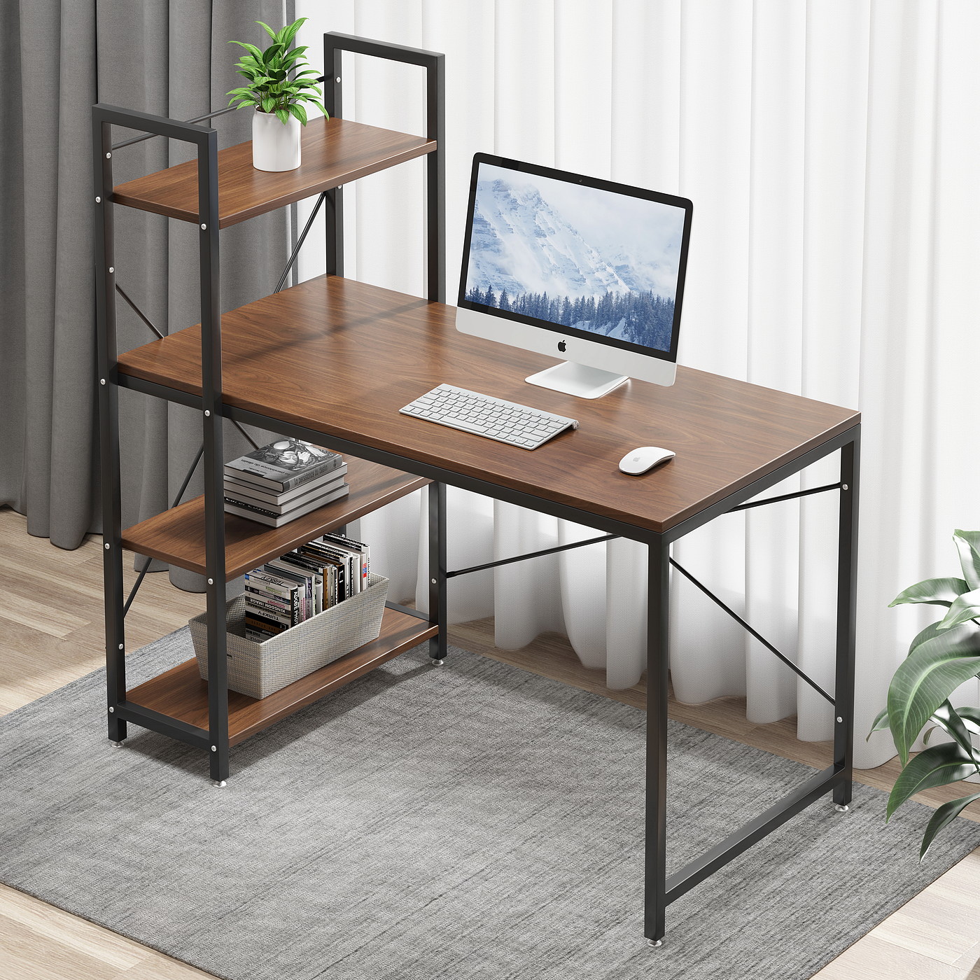 Bookshelf modeling and rendering tutorial，bookshelf，Bookcase，desk，The computer table，desk，Furniture modeling and rendering tutorial，furniture design ，