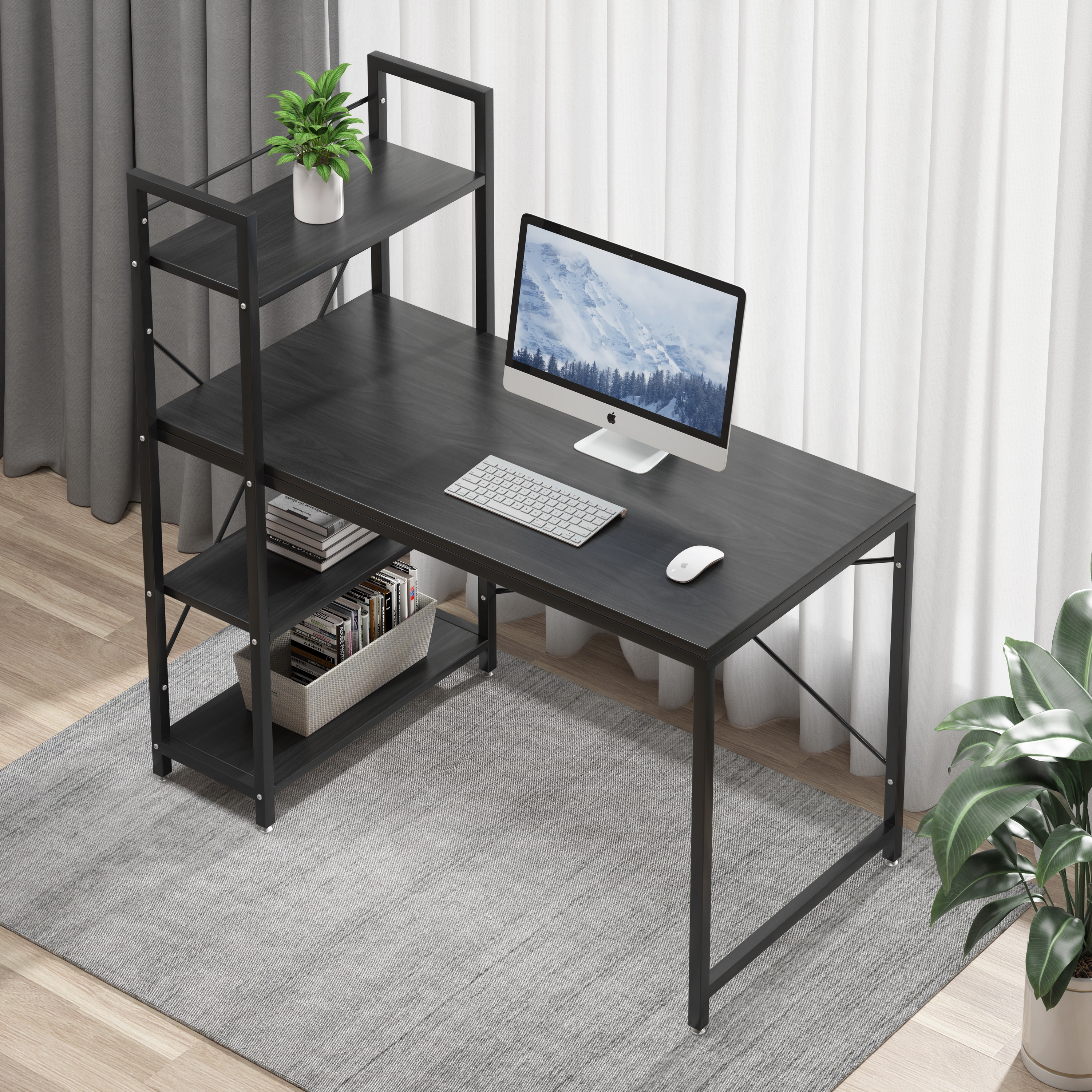 Bookshelf modeling and rendering tutorial，bookshelf，Bookcase，desk，The computer table，desk，Furniture modeling and rendering tutorial，furniture design ，