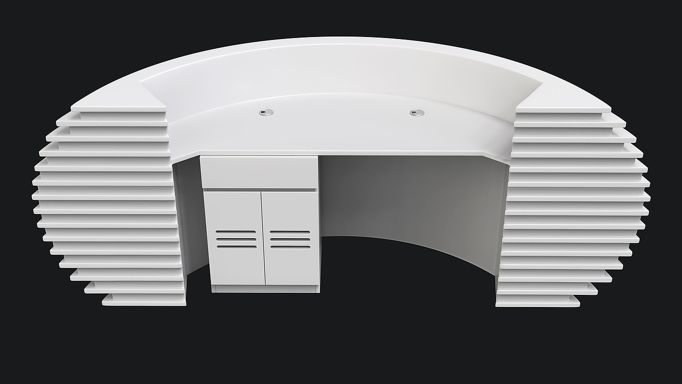 Heterogeneous foreground modeling and rendering tutorial，Reception，Office desk，desk，Furniture modeling and rendering tutorial，furniture design ，product design，Product modeling，