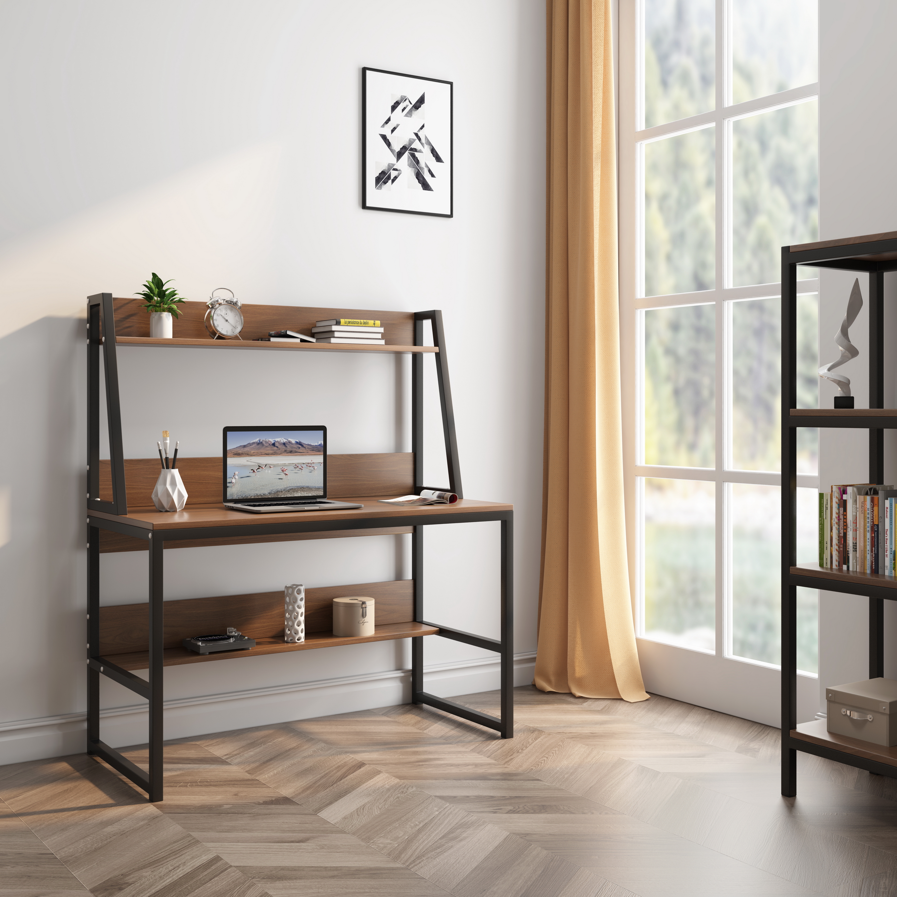 Desk modeling and rendering tutorial，desk，bookshelf，Furniture modeling and rendering tutorial，furniture design ，product design，Product modeling and rendering tutorial，Antique Valley fragrance，