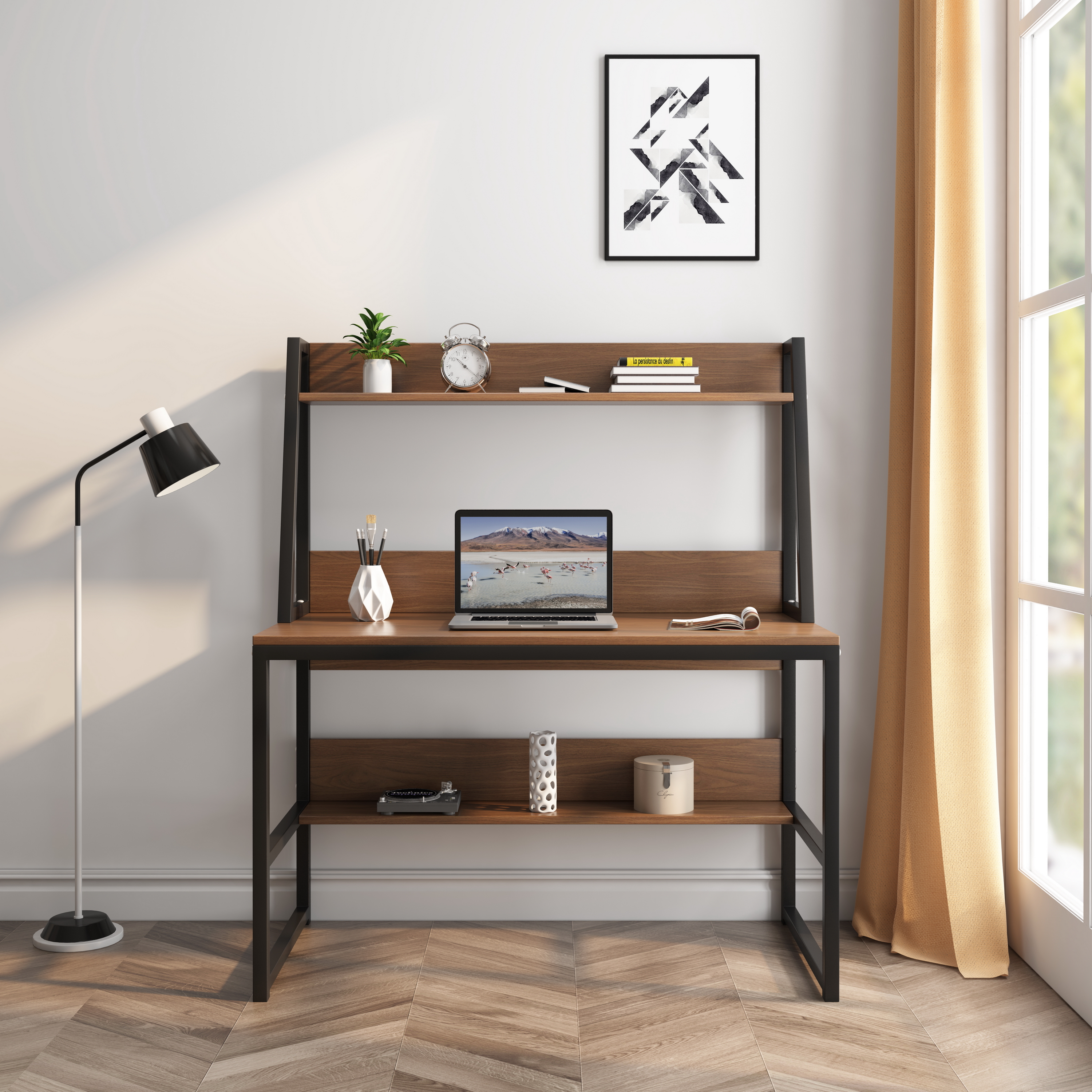 Desk modeling and rendering tutorial，desk，bookshelf，Furniture modeling and rendering tutorial，furniture design ，product design，Product modeling and rendering tutorial，Antique Valley fragrance，