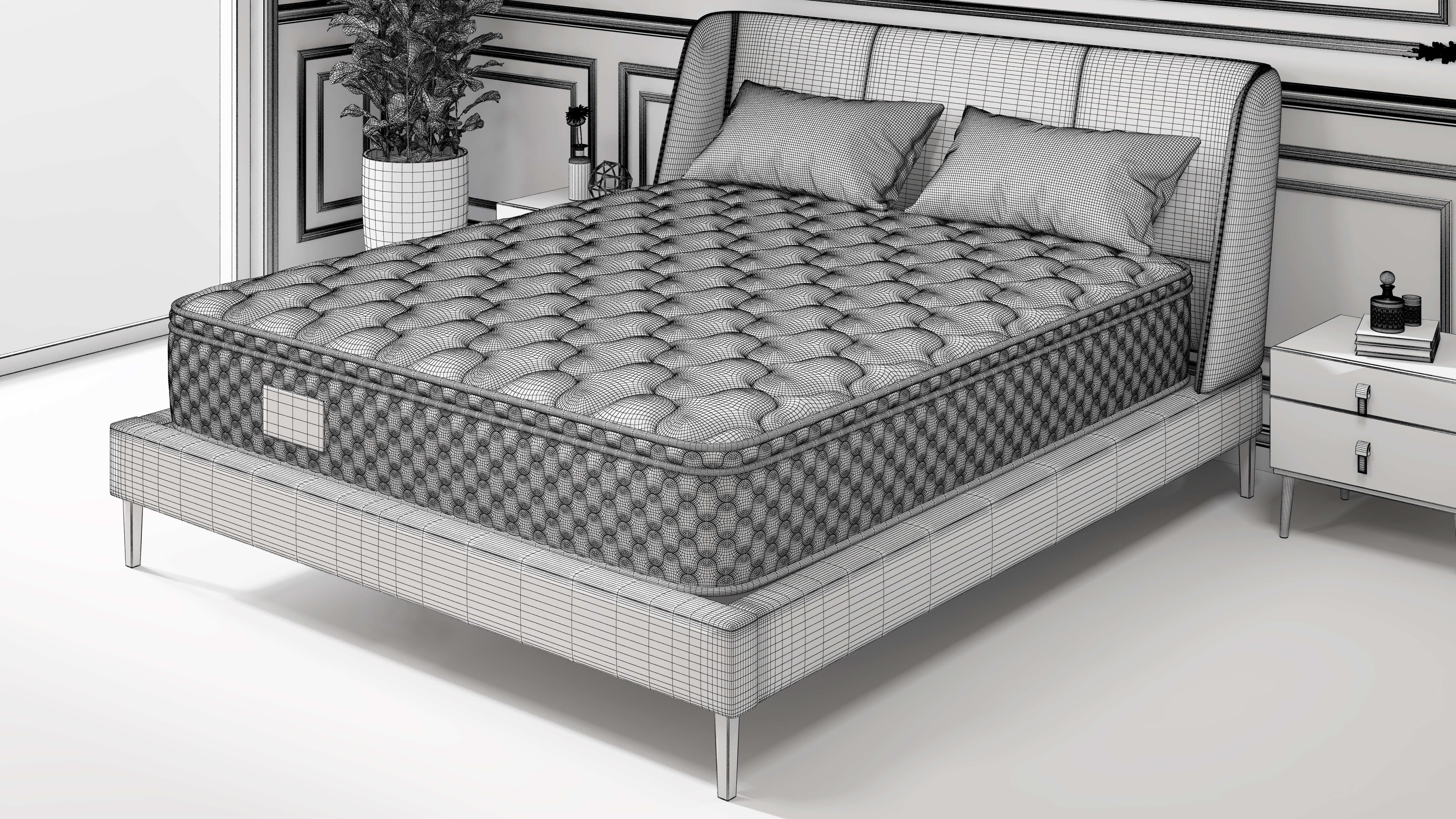 Mattress modeling and rendering tutorial，mattress，bedding article，Furniture modeling and rendering tutorial，furniture design ，product design，Product modeling，Antique Valley fragrance，
