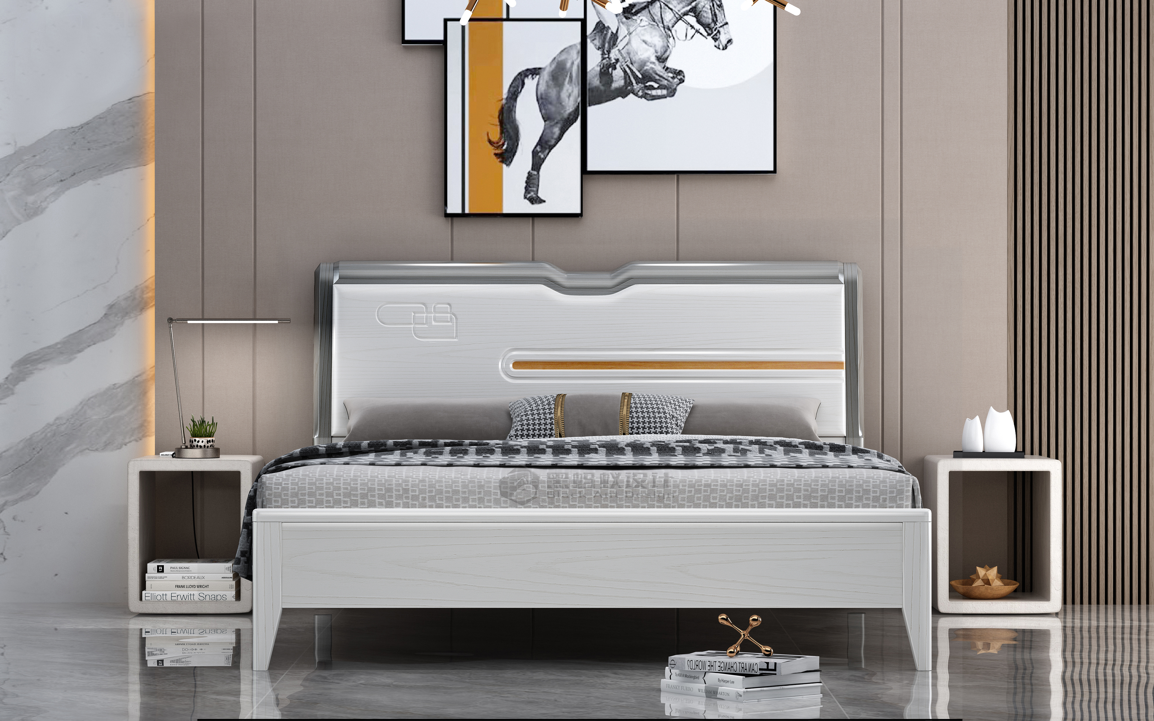 Solid wood bed modeling and rendering tutorial，Bed，bedding article，furniture design ，product design，Furniture modeling and rendering tutorial，Antique Valley fragrance，having an antique flavour，
