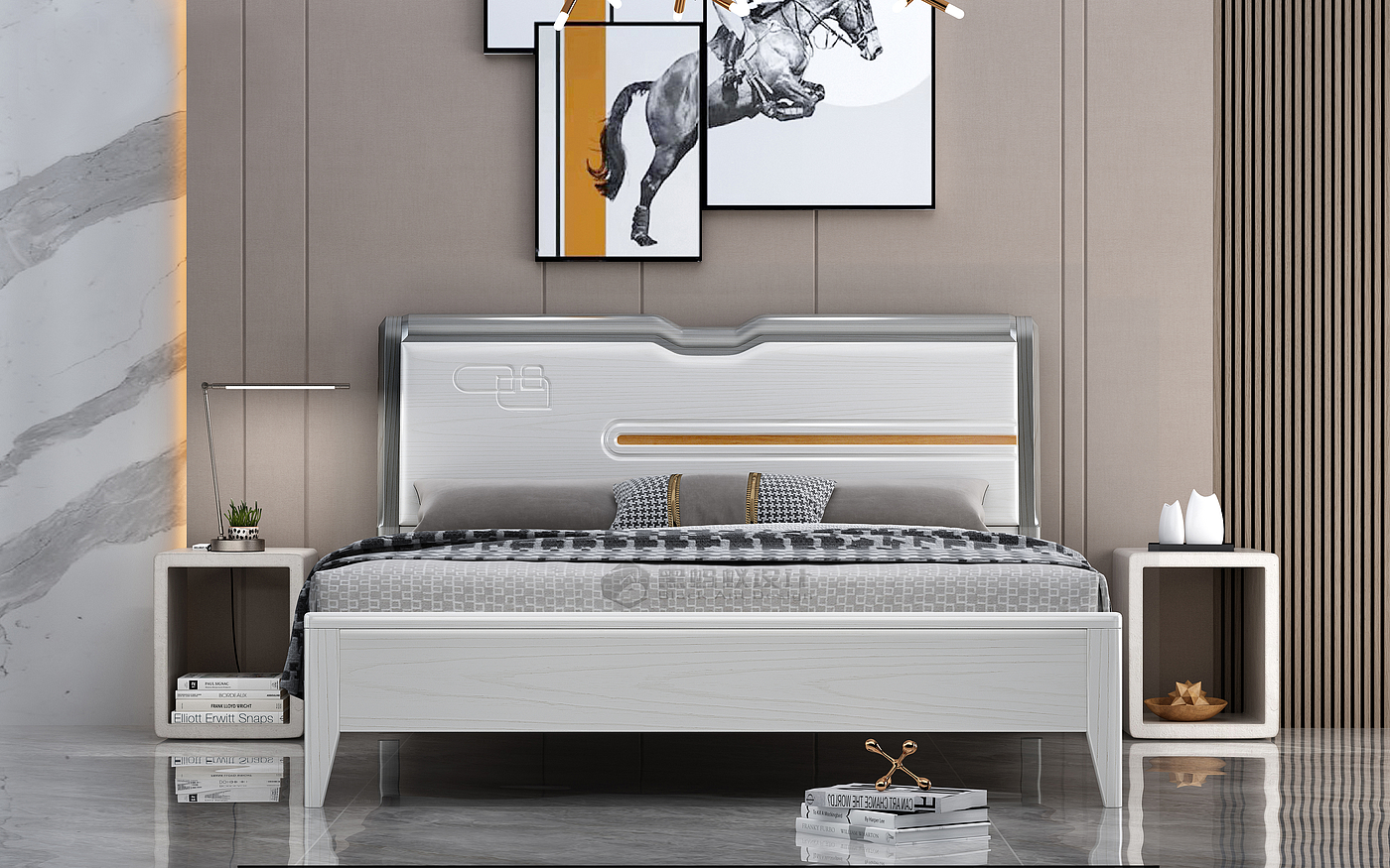 Solid wood bed modeling and rendering tutorial，Bed，bedding article，furniture design ，product design，Furniture modeling and rendering tutorial，Antique Valley fragrance，having an antique flavour，